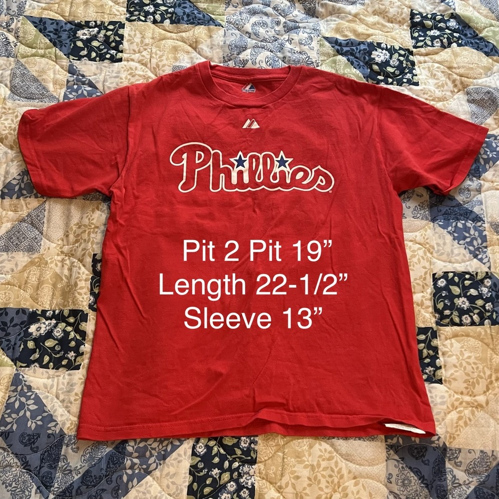 Philadelphia Phillies Majestic T‑Shirt Red Youth Large (19” P2P, 22.5” L)MLB Tee